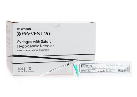 McKesson McKesson Prevent HT Tuberculin Syringe with Needle 1 mL 27 Gauge 1/2 Inch Detachable Needle Safety Hinged Needle - 102-SNT1C2705S