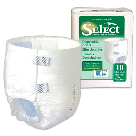 Principle Business Enterprises Select Adult Incontinent Brief Tab Closure X-Small Disposable Heavy Absorbency - 3666