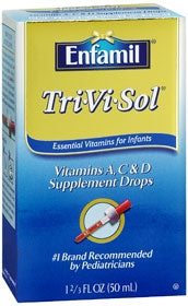 Mead Johnson Tri-Vi-Sol Children's Multivitamin Supplement Vitamin A / Ascorbic Acid / Vitmain D 750 IU - 35 mg - 400 IU Strength Oral Drops 50 mL Cherry Flavor - 87040303