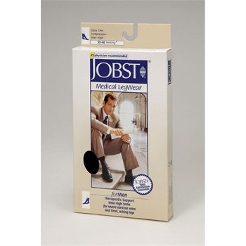 JOBST for Men - Compression Stocking Knee High Large / Full Calf Black Open Toe - 115374
