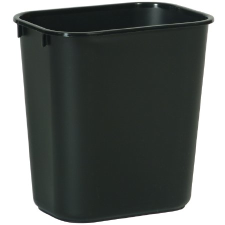 Saalfeld Redistribution Deskside Trash Can 13-5/8 Quart Rectangular Black LLDPE Open Top - FG295500BLA