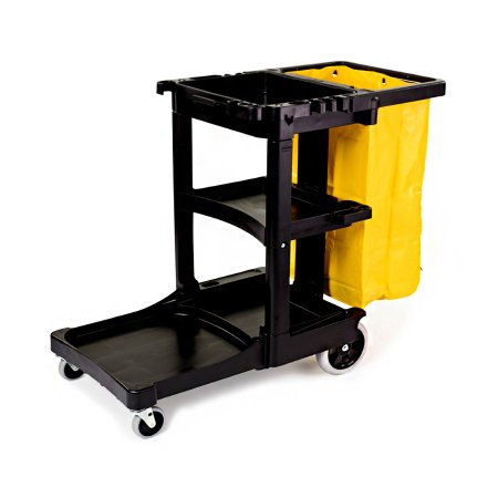 Rubbermaid - Cleaning Cart Plastic 3 Shelves 21-3/4 X 38.38 X 46 Inch - FG617388BLA