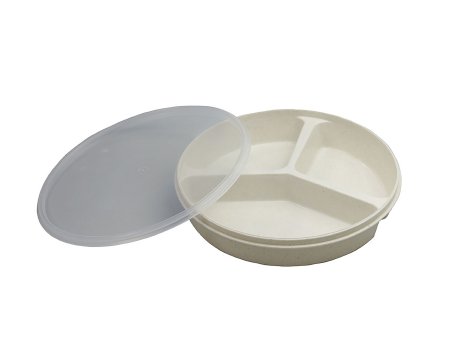 FabLife - Partitioned Scoop Dish Sandstone Reusable Plastic 8 Inch Diameter - 62-0130
