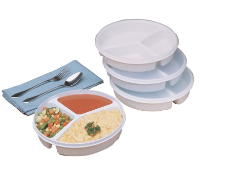 Fabrication Enterprises FabLife Partitioned Scoop Dish Sandstone Reusable Plastic 8 Inch Diameter - 62-0130