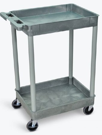 Luxor Tub Utility Cart 18 X 24 X 37.25 Inch 2 Shelves Gray - STC11-G