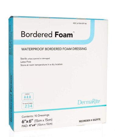 DermaRite Industries BorderedFoam Foam Dressing 6 X 6 Inch Square Adhesive with Border Sterile - 00297E