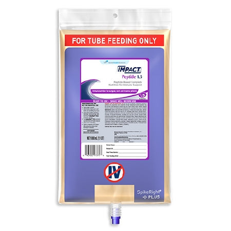 Nestle Healthcare Nutrition Impact Peptide 1.5 Tube Feeding Formula 1000 mL Bag Ready to Hang Unflavored Adult - 10043900973712