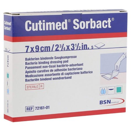 Cutimed Sorbact - Antimicrobial Dressing 2-3/4 X 3-1/2 Inch 5 Count Pad Sterile - 7216111