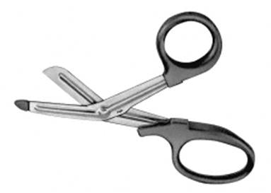 Aesculap - Bandage Scissors Universal 7 Inch Length Surgical Grade Stainless Steel / Plastic NonSterile Finger Ring Handle Angled Blunt Tip / Blunt Tip - BC981R