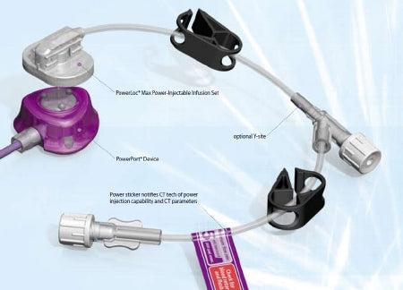 PowerLoc Max - Huber Infusion Set 19 Gauge 1 Inch 8 Inch Tubing Without Port - 0141910