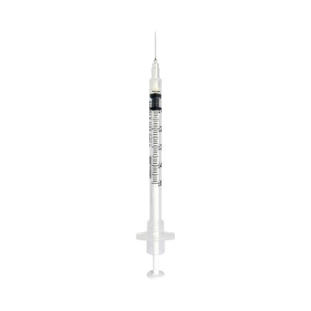 Sol-Care - Tuberculin Syringe with Needle 0.5 mL 27 Gauge 1/2 Inch Regular Wall Retractable Safety Needle - 100090IM