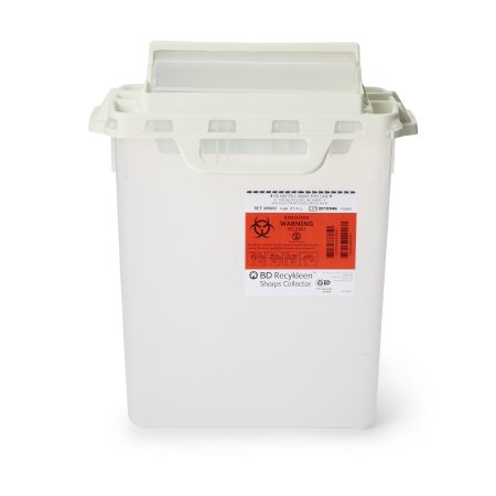 Recykleen - Sharps Container 15-3/4 H X 13-1/2 W X 6 D Inch 3 Gallon Pearl Base / Pearl Lid Horizontal Entry Counter Balanced Door Lid - 305053