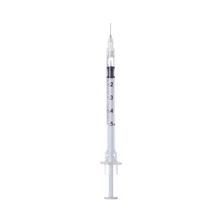 Sol-Care - Insulin Syringe with Needle 0.5 mL 29 Gauge 1/2 Inch Regular Wall Retractable Safety Needle - 100002IM