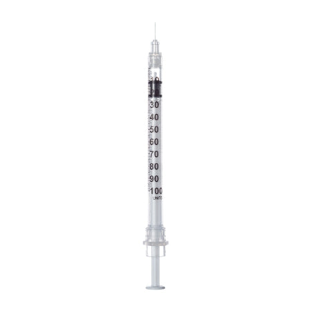 Sol-Millennium Medical Sol-Care Insulin Syringe with Needle 1 mL 30 Gauge 1/2 Inch Attached Needle Retractable Needle - 100081I