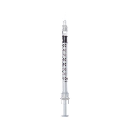 Sol-Care - Insulin Syringe with Needle 1 mL 30 Gauge 1/2 Inch Regular Wall Retractable Safety Needle - 100081IM