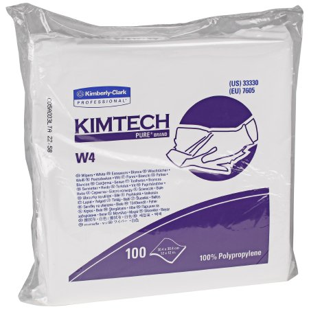 KIMTECH PURE W4 - Cleanroom Wipe ISO Class 4 White NonSterile Polypropylene 12 X 12 Inch Disposable - 33330