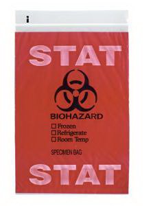 RD Plastics Company STAT Biohazard/Specimen Transport Bag 6 X 9 Inch Clear/Red - Q603