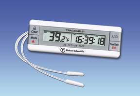 Fisher Scientific Fisher Scientific Traceable Dual Channel Digital Laboratory Thermometer Fahrenheit / Celsius -58° to +158°F (-50° to +70°C) 2 Waterproof Probes Wall Mount Battery Operated - 15078185