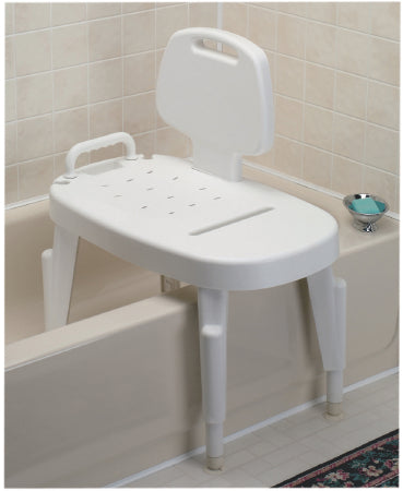 Fabrication Enterprises Fabrication Enterprises Bath Transfer Bench 16 to 21 Inch Height Range 16 to 21 Inch Height Range 350 lbs. Weight Capacity Removable Arm Rail - 45-2340