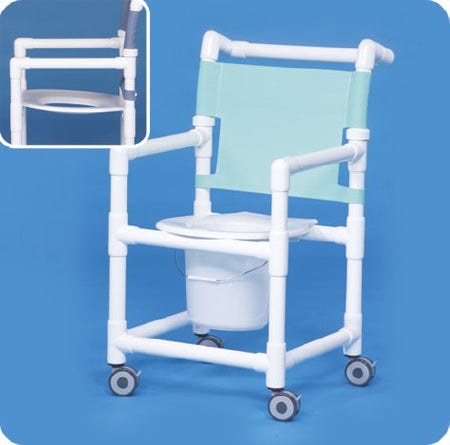 Original - Commode / Shower Chair Fixed Arm PVC Frame Mesh Back 21 Inch Seat Width - SC9211 P