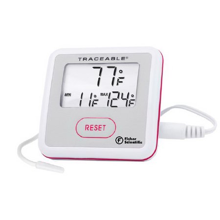 Fisherbrand Traceable - Digital Thermometer with Alarm Fahrenheit / Celsius -58° to +158°F (-50° to +70°C) Short Epoxy Sensor Multiple Mounting Options Battery Operated - 1507717A