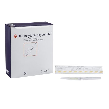 Insyte Autoguard BC - Peripheral IV Catheter 24 Gauge 0.75 Inch Button Retracting Safety Needle - 382512