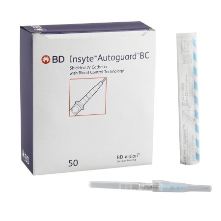 Insyte Autoguard BC - Peripheral IV Catheter 22 Gauge 1 Inch Button Retracting Safety Needle - 382523