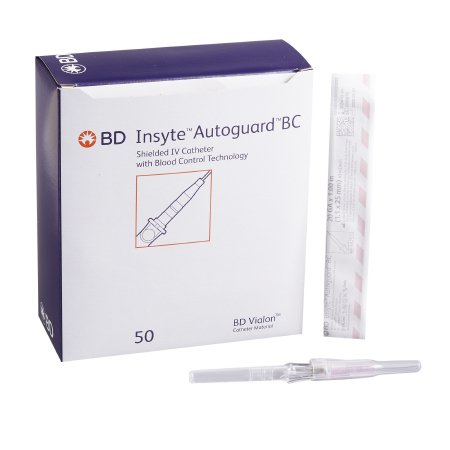 Insyte Autoguard BC - Peripheral IV Catheter 20 Gauge 1 Inch Button Retracting Safety Needle - 382533