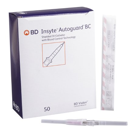 Insyte Autoguard BC - Peripheral IV Catheter 20 Gauge 1.16 Inch Button Retracting Safety Needle - 382534