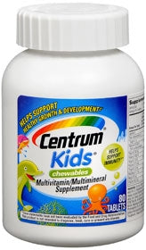 Pfizer Centrum Kids Multivitamin Supplement Vitamin D / Vitamin B3 400 IU - 20 mg Strength Tablet 80 per Bottle - 5423720
