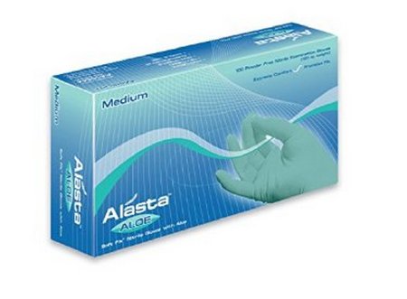 Dash Medical Gloves Alasta Aloe Exam Glove Large NonSterile Nitrile Standard Cuff Length Textured Fingertips Green Not Chemo Approved - AA100L