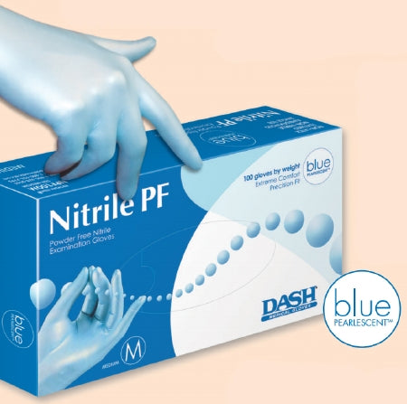 Dash Medical Gloves Pearlescent Nitrile PF Exam Glove 2X-Large NonSterile Nitrile Standard Cuff Length Fully Textured Blue Not Chemo Approved - NPF100XXL