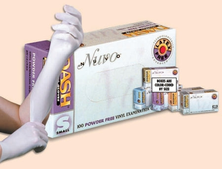 Dash Medical Gloves Nuvo Exam Glove Medium NonSterile Vinyl Standard Cuff Length Smooth White Not Chemo Approved - NV100
