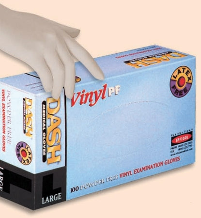 Dash Medical Gloves Vinyl PF Exam Glove Medium NonSterile Vinyl Standard Cuff Length Smooth Clear Not Chemo Approved - SPF100