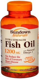 US Nutrition Sundown Naturals Omega 3 Supplement Fish Oil 1200 mg Strength Softgel 90 per Bottle - 3076816888