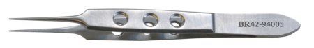 BR Surgical BR Surgical Tissue Forceps Bishop-Harmon 3-1/2 Inch Surgical Grade Stainless Steel NonSterile NonLocking Fenestrated Thumb Handle Straight 0.5 mm Serrated Tips - BR42-94005