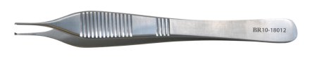 BR Surgical - Dissecting Forceps Adson 4-1/2 Inch Length Stainless Steel Sterile NonLocking Thumb Handle Straight Serrated Tips - 900