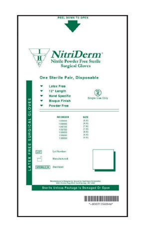 Innovative Healthcare Corporation NitriDerm Surgical Glove Size 8.5 Sterile Nitrile Standard Cuff Length Bisque White Not Chemo Approved - 135850
