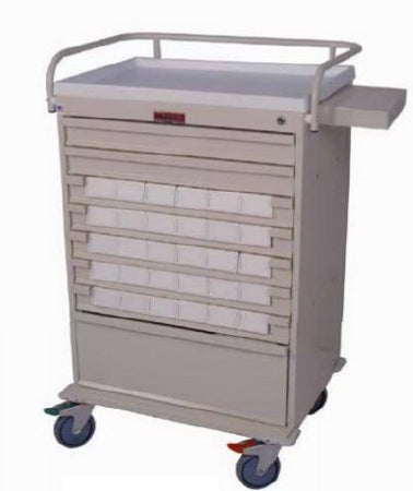 Harloff Value Line Medication Cart 22.5 X 29.5 X 46.75 Inch, 43.25 Inch, 43.25 Inch Writing Surface 8 Drawers Sand - VLT30BIN3