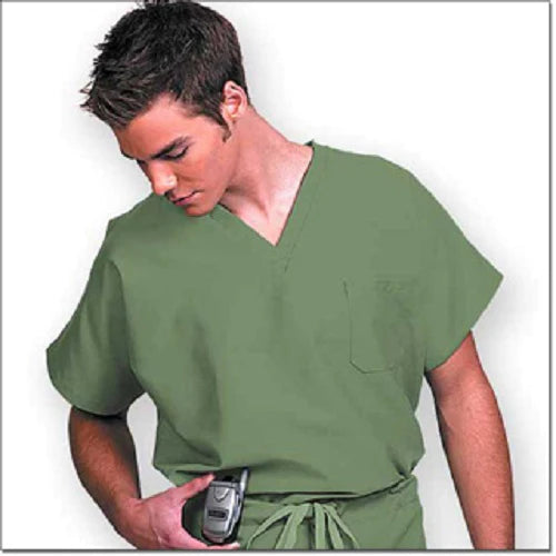 Fashion Seal Uniforms - Scrub Shirt X-Small Dill 1 Pocket Short Cap Sleeve Unisex - 78002-XS