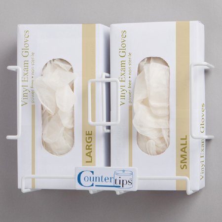 McKesson McKesson Glove Box Holder Horizontal or Vertical Mount 2-Box White 11.8 X 4.3 X 7.7 Inch Vinyl-Coated Steel - 77352