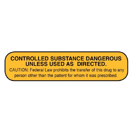 Apothecary Products - Pre-Printed Label Anesthesia Label Orange Paper Controlled Substance Dangerous Unless used as Directed Black Medication Instruction 3/8 X 1-9/16 Inch - 40322