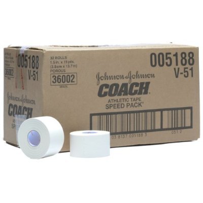 Johnson & Johnson Consumer Coach Athletic Tape Porous Cotton 1-1/2 Inch X 15 Yard White NonSterile - 10381370051883