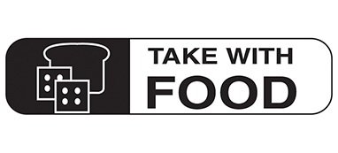 Indeed - Pre-Printed Label Auxiliary Label White Paper Take With Food Black Safety and Instructional 3/8 X 1-5/8 Inch - 2010