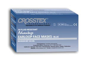 SPS Medical Supply Crosstex Procedure Mask Pleated Earloops One Size Fits Most Blue - GCABL