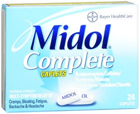 Bayer Midol Complete Cramp Relief 500 mg - 60 mg - 15 mg Strength Acetaminophen / Caffeine / Pyrilamine Maleate Caplet 24 per Box - 12843015859