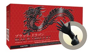 Black Dragon - Exam Glove Large NonSterile Latex Standard Cuff Length Fully Textured Black Not Chemo Approved - BD-1003-PF