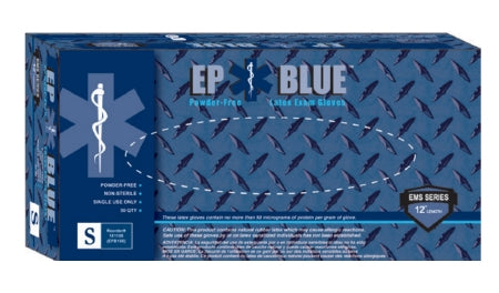 DermAssist EP Blue - Exam Glove Medium NonSterile Latex Extended Cuff Length Fully Textured Blue Chemo Tested - 181200