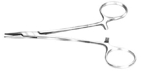 Bausch & Lomb - Needle Holder 132 mm Length Straight, Fine 14 mm Jaw Finger Ring Handle - P0415