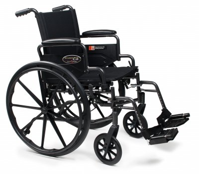 Traveler L4 High Strength - Lightweight Wheelchair Dual Axle Full Length Arm Swing-Away Footrest Black Upholstery 18 Inch Seat Width Adult 300 lbs. Weight Capacity - 3F030140